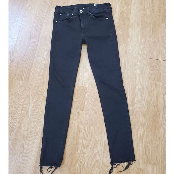 Rag & Bone Ankle Skinny Raw Hem Jeans - size 27 in Black. - Picture 3 of 14